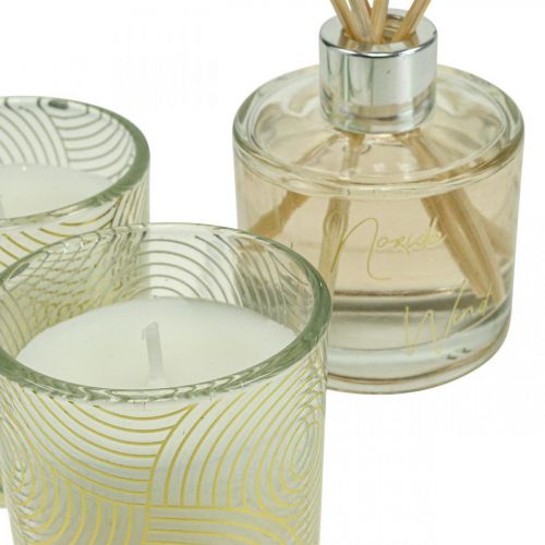 Velas perfumadas com fragrância de quarto para presente em um vidro com aroma de baunilha
