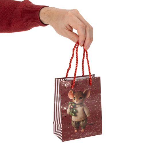 Sacola de presente de Natal com estampa de rato, 16 cm, 2 unidades | Floristik24.pt