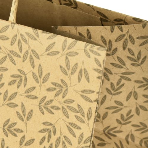 Itens Sacola de presente de papel com folhas marrons naturais 20×10×10cm 6 unidades