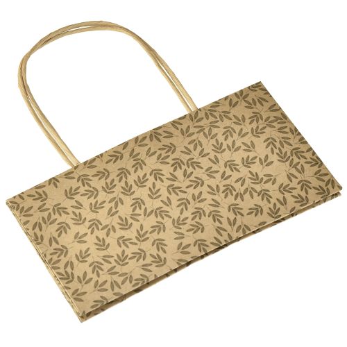 Itens Sacola de presente de papel com folhas marrons naturais 20×10×10cm 6 unidades