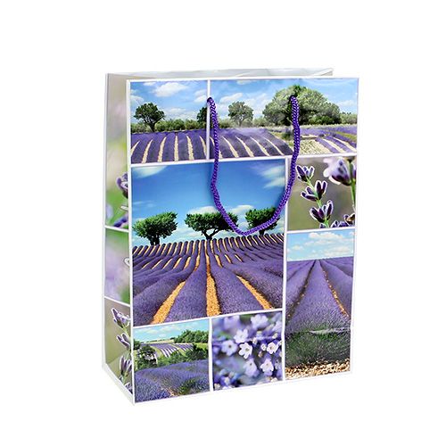 Floristik24 Saco de presente com motivo de lavanda 18 cm x 23 cm 1p