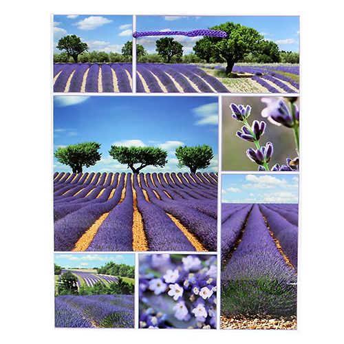 Floristik24 Saco de presente com motivo de lavanda 18 cm x 23 cm 1p