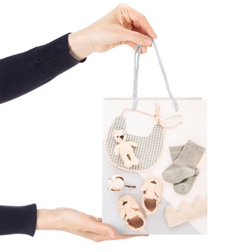 Itens Sacola de presente para bebê menino - Ideal para presentear no nascimento - 23 cm - 2 unidades