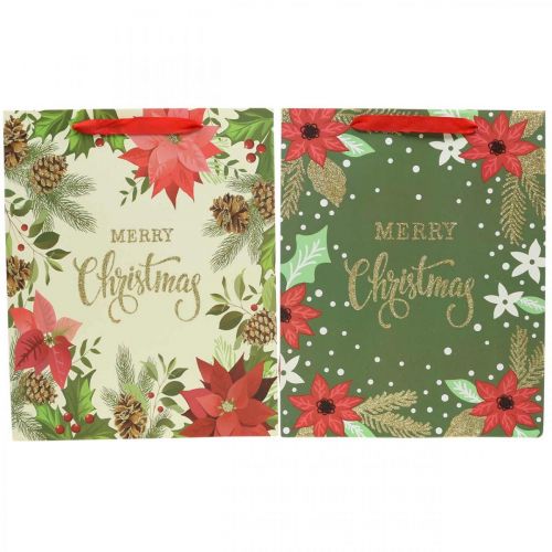 Floristik24 Saco de presente de Natal saco de presente Feliz Natal 32x26cm 2pcs