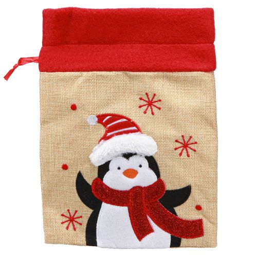 Itens Sacos de presente Natal Papai Noel juta look 20×23cm 3 unidades