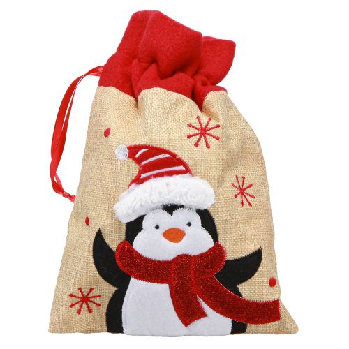 Itens Sacos de presente Natal Papai Noel juta look 20×23cm 3 unidades