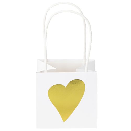 Itens Sacos para presente com alças papel branco dourado 8,5×8,5×8cm 12 un