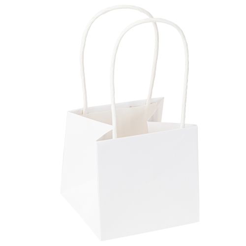 Itens Sacos para presente com alças papel branco dourado 8,5×8,5×8cm 12 un