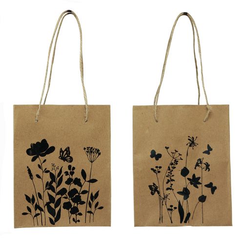 Itens Sacos para presentes com asas papel natural preto 12×15cm 6 un