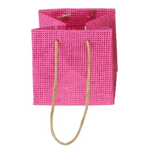 Itens Sacos para presentes com alças de papel rosa amarelo verde têxtil aparência 10,5 cm 12 unidades