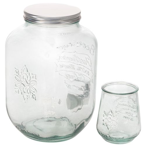 Dispensador de Bebidas em Vidro com Torneira e Conjunto de 4 Copos, 25,5 cm | Floristik24.pt