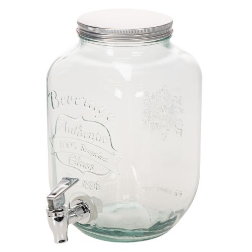 Dispensador de Bebidas em Vidro com Torneira e Conjunto de 4 Copos, 25,5 cm | Floristik24.pt