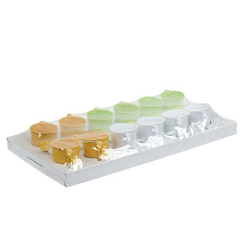 Floristik24 Regador Ø5,5cm H5,5cm 12pcs. Amarelo / verde / branco