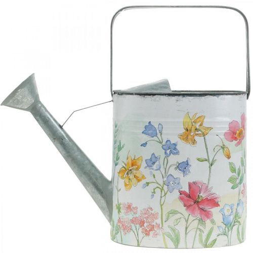 Floristik24 Regador decorativo de metal, jarro de metal flores vintage L35cm H31cm