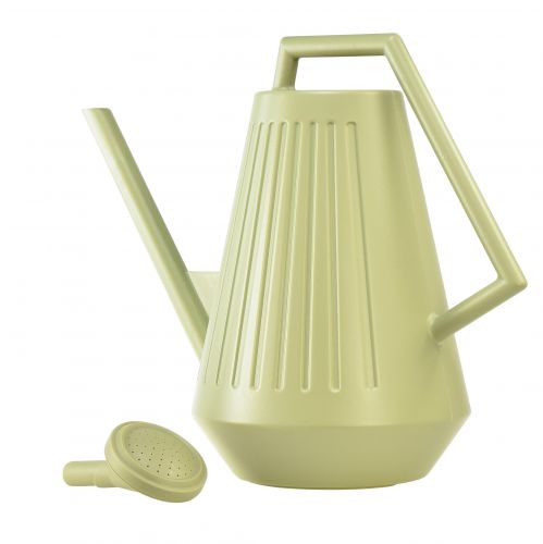 Itens Regador de 9 litros na cor verde-oliva com bico removível, prático para jardinagem e cuidados com flores, robusto, 42 cm