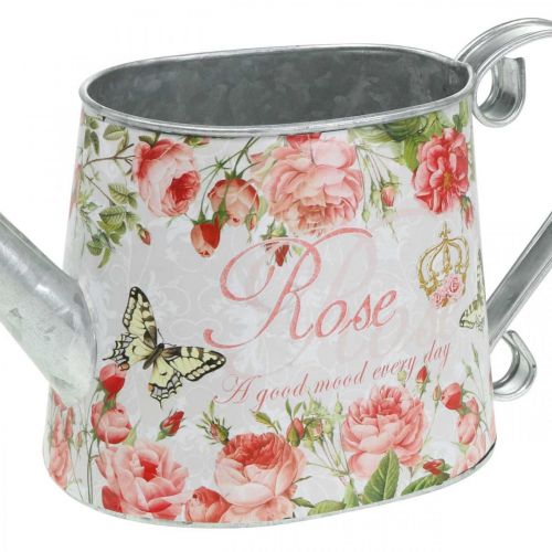 Itens Jarro decorativo nostálgico, jarro de metal, floreira com rosas A15,5cm L28,5cm