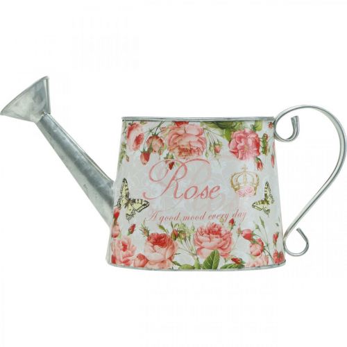 Itens Jarro decorativo nostálgico, jarro de metal, floreira com rosas A15,5cm L28,5cm