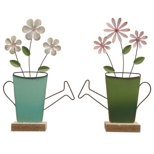 Floristik24 Regador decoração de mesa de metal cor ferrugem 23,5/24cm 2 peças