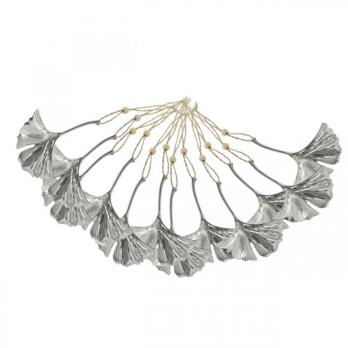 Floristik24 Pingente decorativo de folha de ginkgo, decoração de metal, Advento, decoração de outono prata L12cm 12pcs