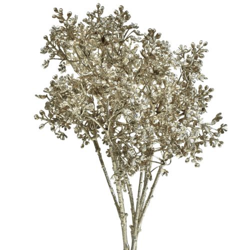 Floristik24 Plantas Artificiais Gypsum Herb Gypsophila Metálicas L38cm 3uns