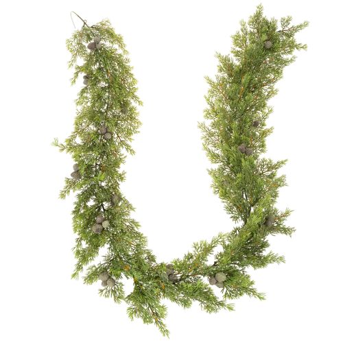 Guirlanda artificial de cipreste com pinhas, 180 cm, para mesa e porta.