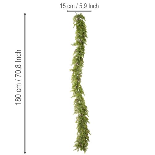 Guirlanda artificial de cipreste com pinhas, 180 cm, para mesa e porta. | Floristik24.pt