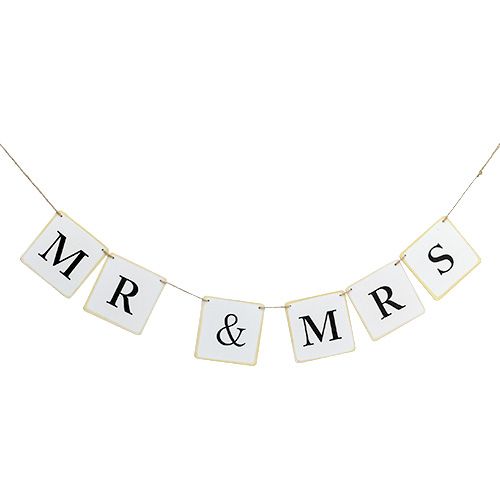 Floristik24 Garland "Mr & Mrs" 85cm branco 1p
