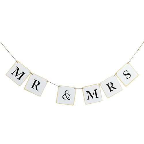 Floristik24 Garland &quot;Mr &amp; Mrs&quot; 85cm branco 1p