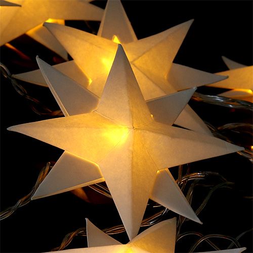 Floristik24 Guirlanda com estrelas de papel 12 luzes branco quente 220cm