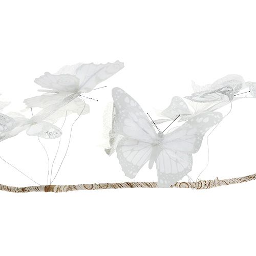 Floristik24 Guirlanda com borboletas brancas 154cm