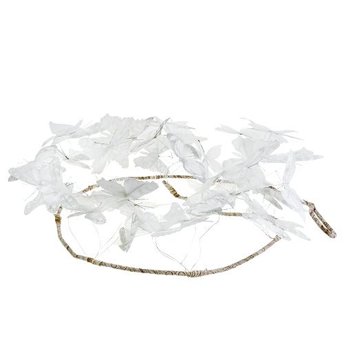 Floristik24 Guirlanda com borboletas brancas 154cm