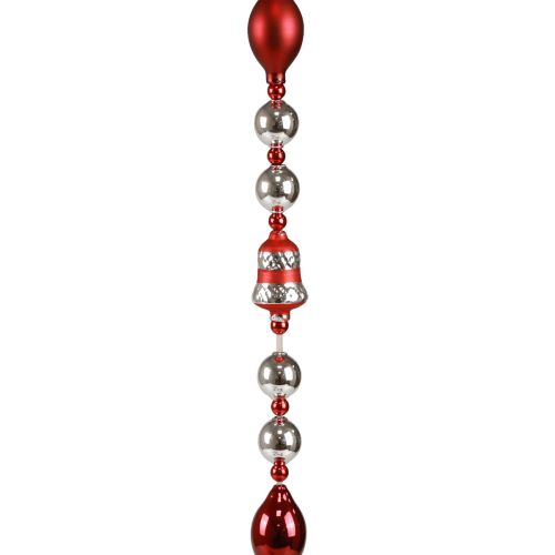 Floristik24 Guirlanda de Natal decoração de vidro decoração de janela prata vermelha 200cm