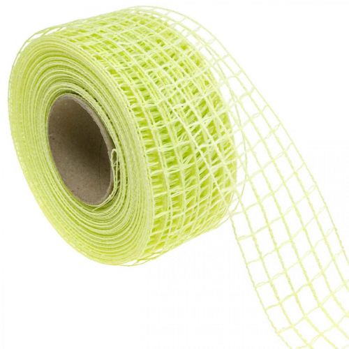 Floristik24 Fita de treliça fita decorativa fita de artesanato amarelo limão 4,5 cm x 10 m