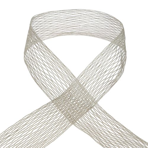 Floristik24 Fita de malha, fita de grade, fita decorativa, marrom, reforçada com arame, 50mm, 10m