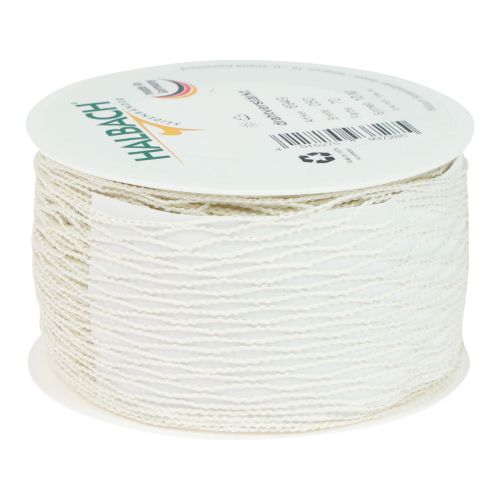 Floristik24 Fita de rede, fita de grade, fita decorativa, branca, reforçada com arame, 50 mm, 10 m