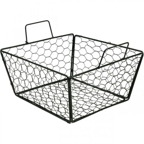 Floristik24 Cesto de arame com asa cesto de flores metal preto C×L33cm