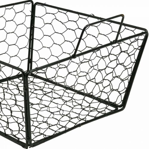 Floristik24 Cesto de arame com asa cesto de flores metal preto C×L33cm