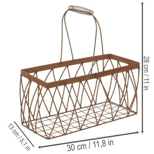 Cesto de arame, metal, com aparência de ferrugem, 28x13,5x14cm, 2 peças | Floristik24.pt