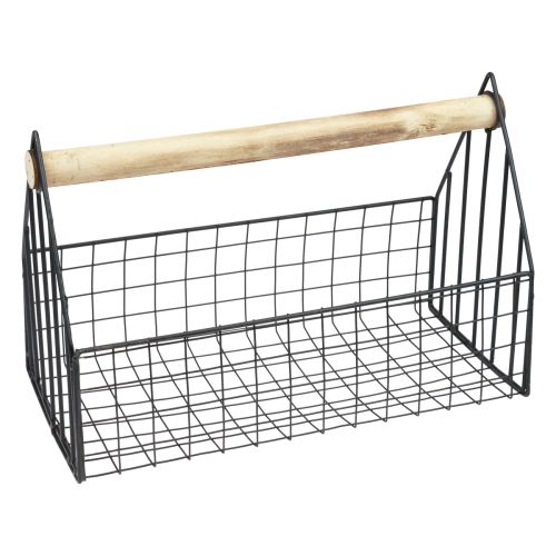 Floristik24 Cesta de arame cesta de malha cesta de plantas metal preto 35x18x22,5cm