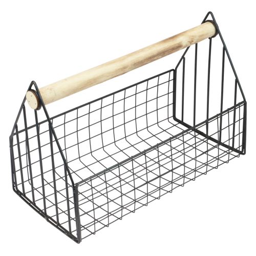 Floristik24 Cesta de arame cesta de malha cesta de plantas metal preto 35x18x22,5cm