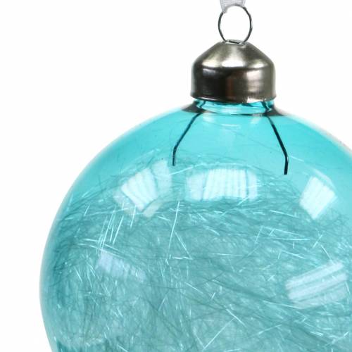 Floristik24 Bola de Natal em vidro azul, branco Ø8cm sortido 12 unidades