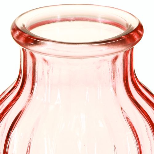 Itens Vaso de vidro para flores retrô rosa tingido Ø11cm H14,5cm 2 peças