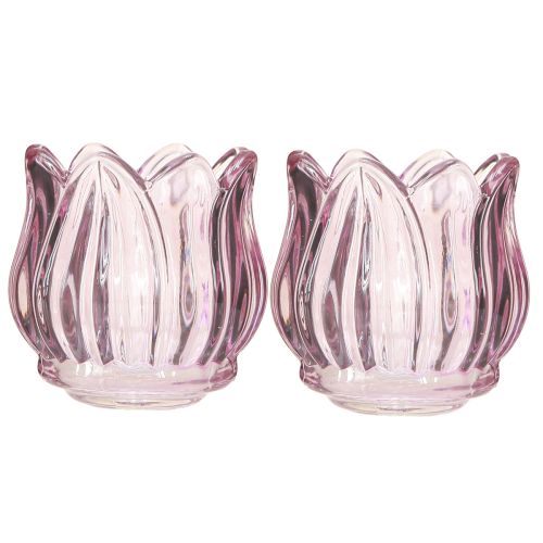 Itens Porta-velas de vidro para velas de vidro tulipa roxa Ø7cm H7cm 2 peças