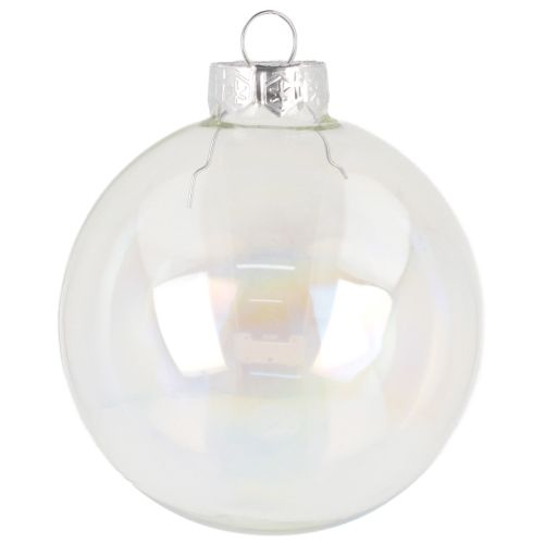Floristik24 Bolas de Natal de vidro, transparentes iridescentes, 7,5 cm, 12 peças