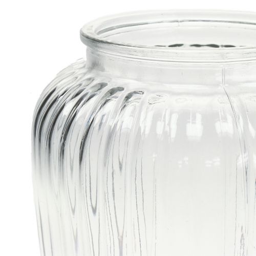 Itens Vaso de vidro canelado Ø15cm A19,5cm