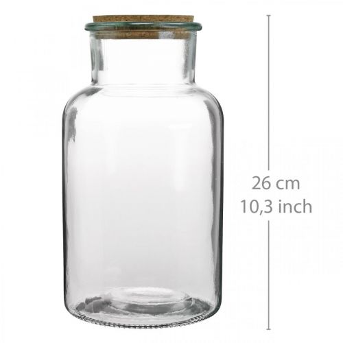 Floristik24 Vidro com tampa de cortiça Vidro decorativo com cortiça transparente Ø14cm Alt.26cm