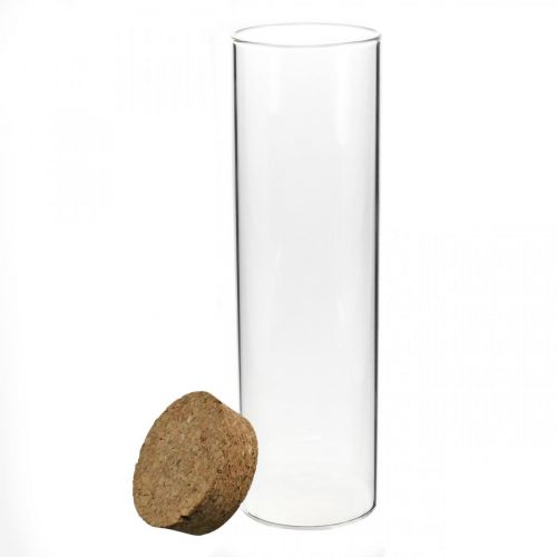 Floristik24 Vidro com tampa de cortiça Cilindro de vidro com cortiça Transparente Ø6cm A21cm