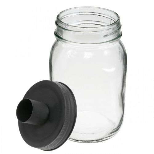 Floristik24 Deco vidro com castiçal decoração de mesa preta Ø8.5cm H16cm 2pcs