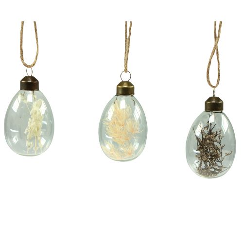 Floristik24 Ovos de Páscoa de vidro para pendurar ovos de flores secas 6cm 6 un