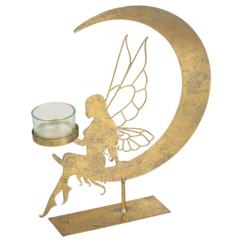 Floristik24 Porta-velas de vidro decoração de duendes decorativos de metal 23×5×28cm
